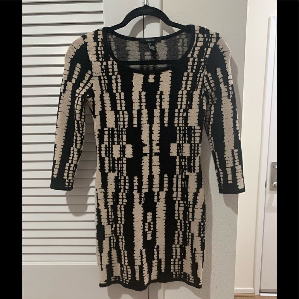 Forever 21 Black Cream Knit sweater Cocktail Dress - Picture 3 of 3
